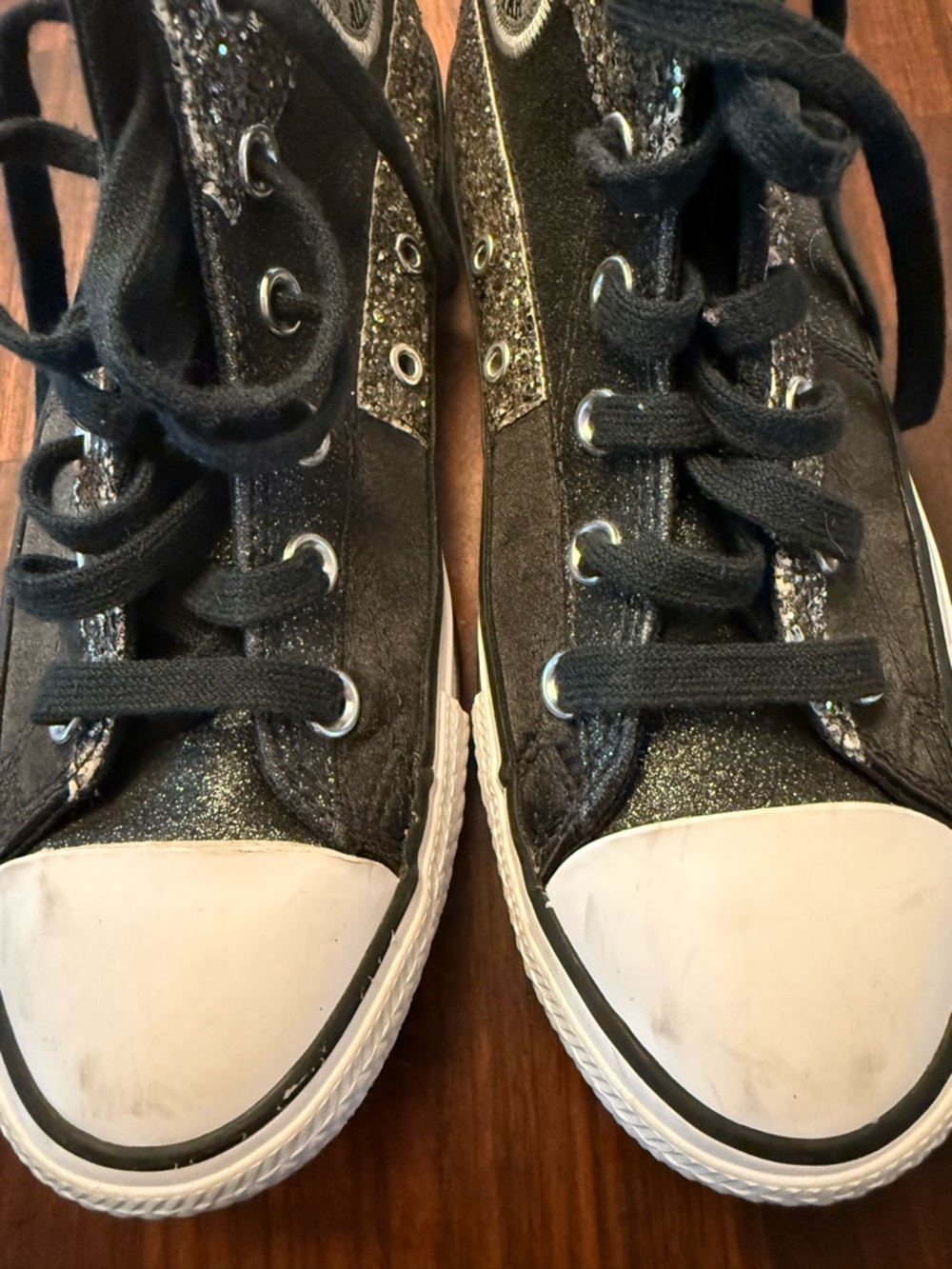 Converse Black Glitter High Top Sneakers - Picture 4 of 10